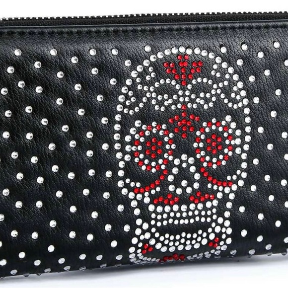 Sugar skull purse with long strap And matching wallet - Picture 3 of 3